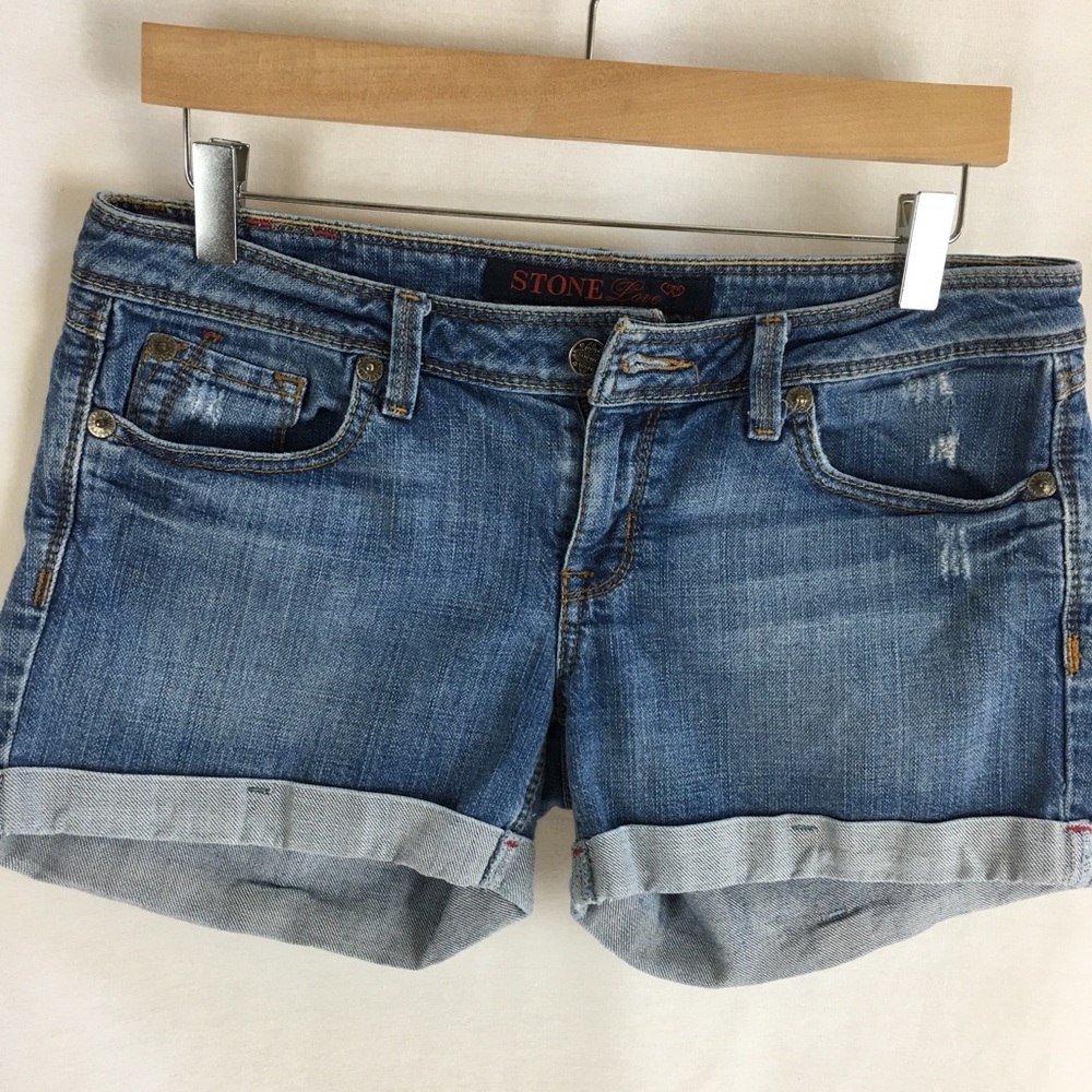 ☘️Stone love jean shorts